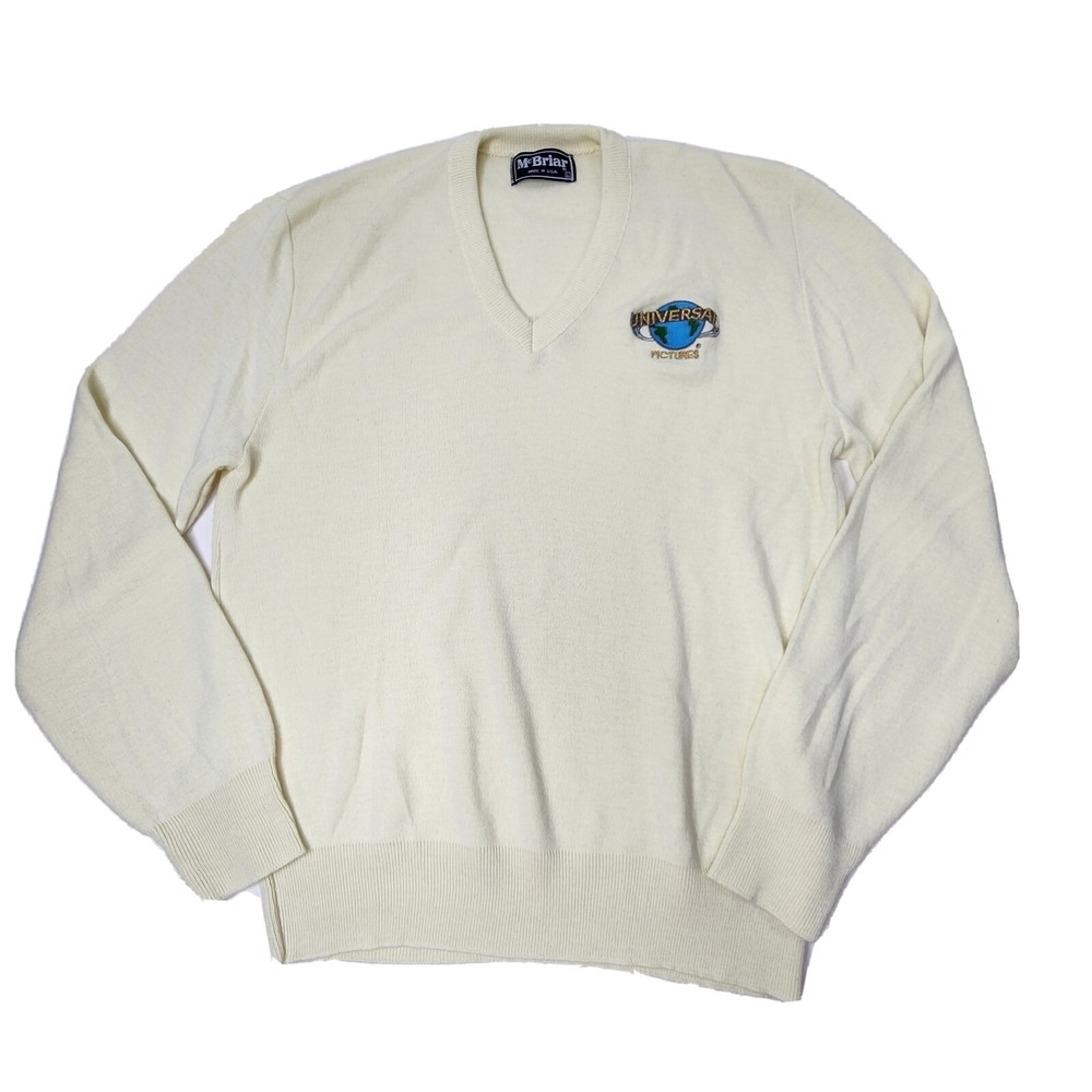 McBriar Vintage Mens Sweater Size L Virgin Acrylic Embroidered Universal Picture
